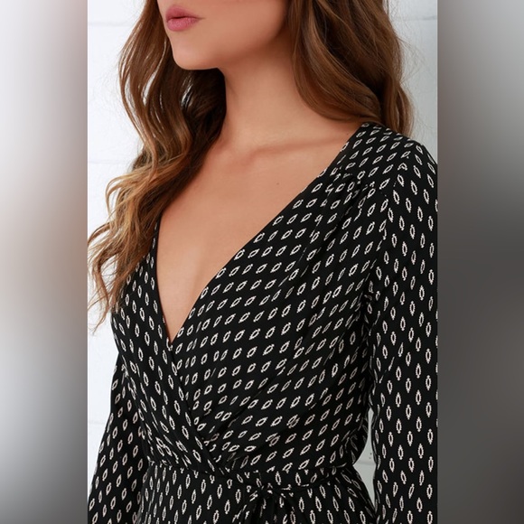 LULUS Exclusive Fluent in Stroll Black Wrap Maxi Dress  - small/new without tags - Picture 6 of 12